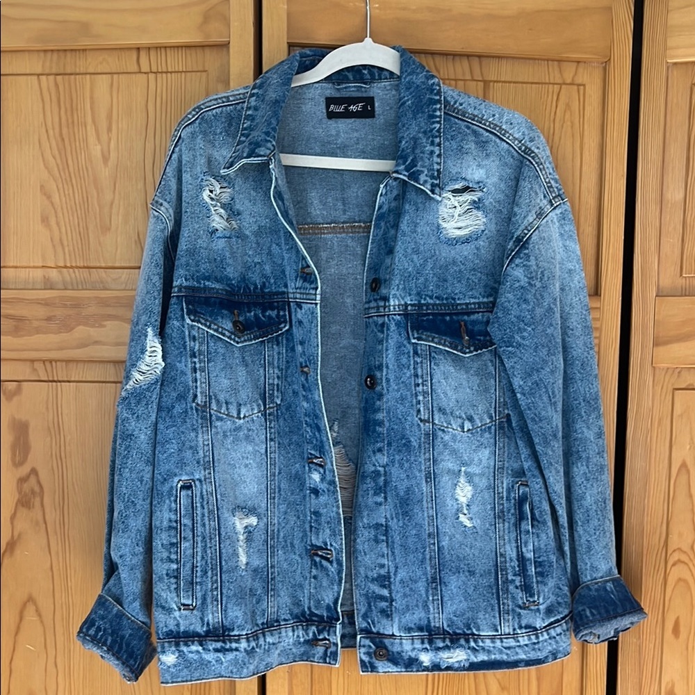 Blue Distressed Denim Jacket